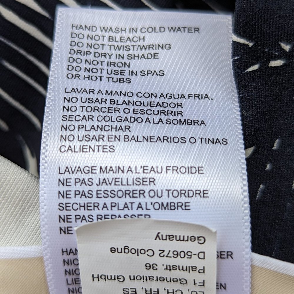 Michael Kors Palm Print Two Piece Tankini Bikini Bottoms Navy White One Shoulder - Picture 12 of 14